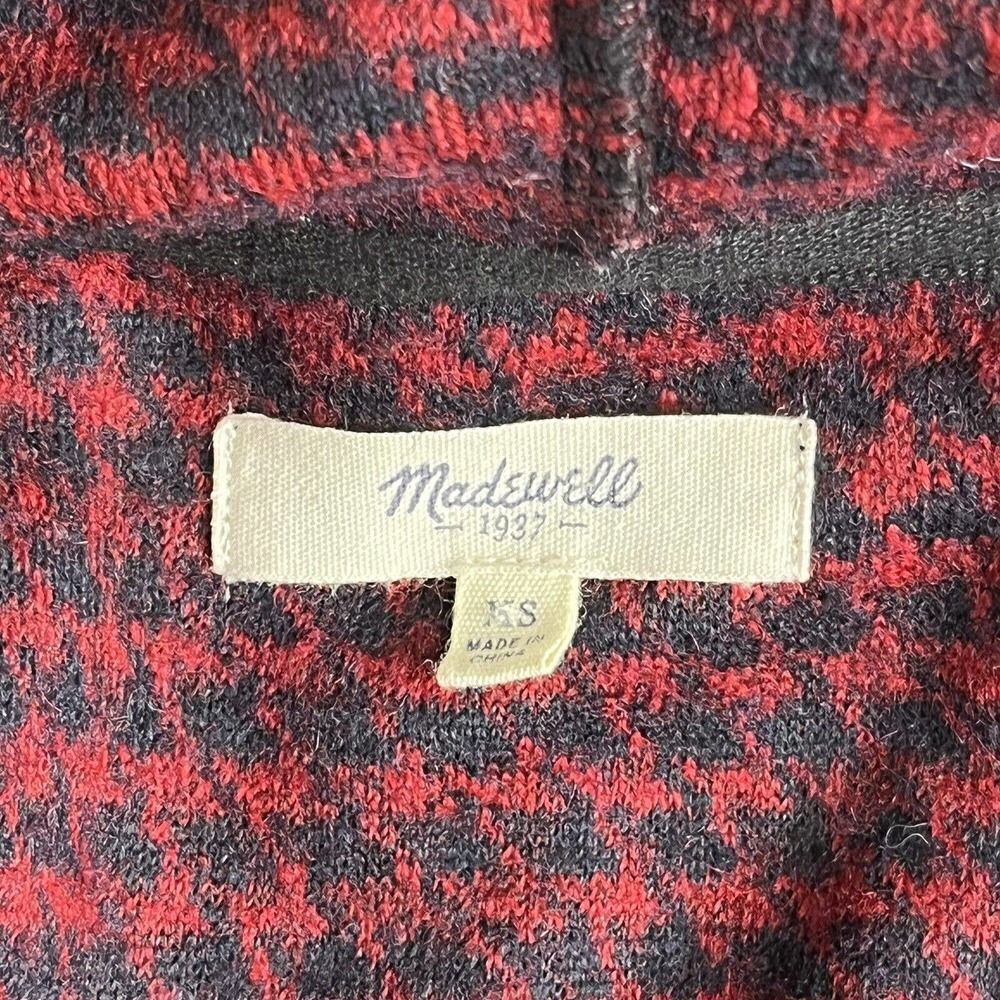 MADEWELL Red Black Brushed Houndstooth Hoodie XS Pocket Oversized - Picture 8 of 9